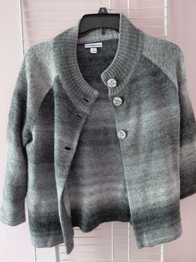CROFT & BARROW Gray Ombre Button Cardigan